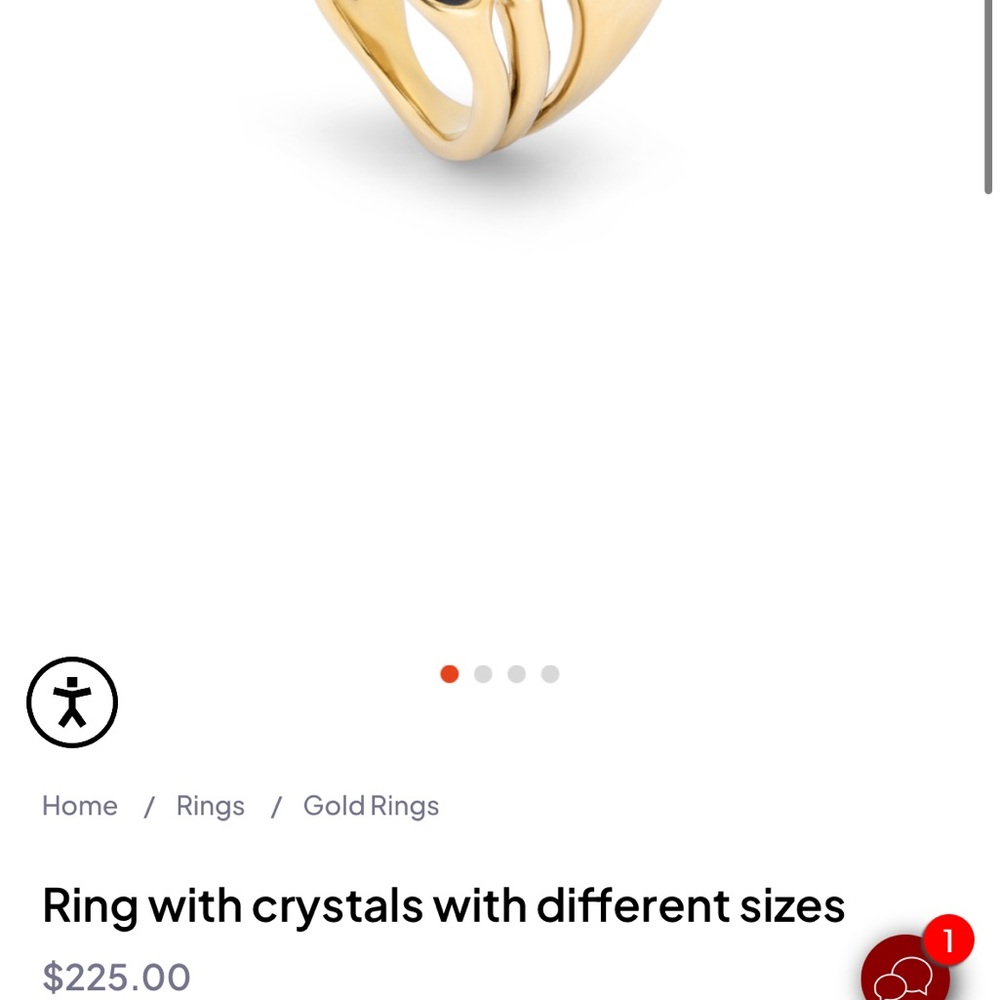 UNO de 50 Gold Ring with Crystals - Picture 5 of 9